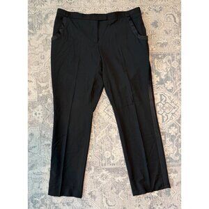 Helmut Lang Women's Black Wool Tuxedo Stripe Trouser Pants Size 44 Luxury Career